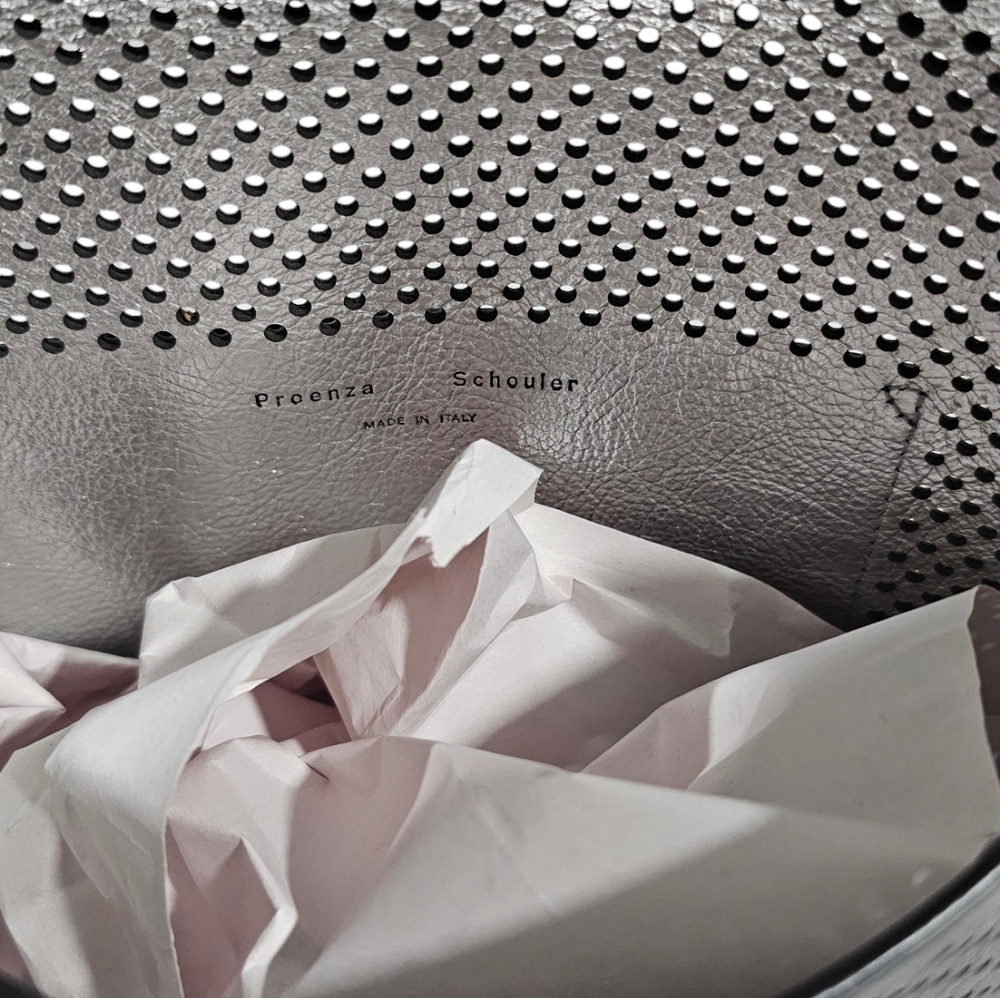 Proenza Schouler Lambskin Perforated Small Lunch Bag Clutch Black - Picture 4 of 5